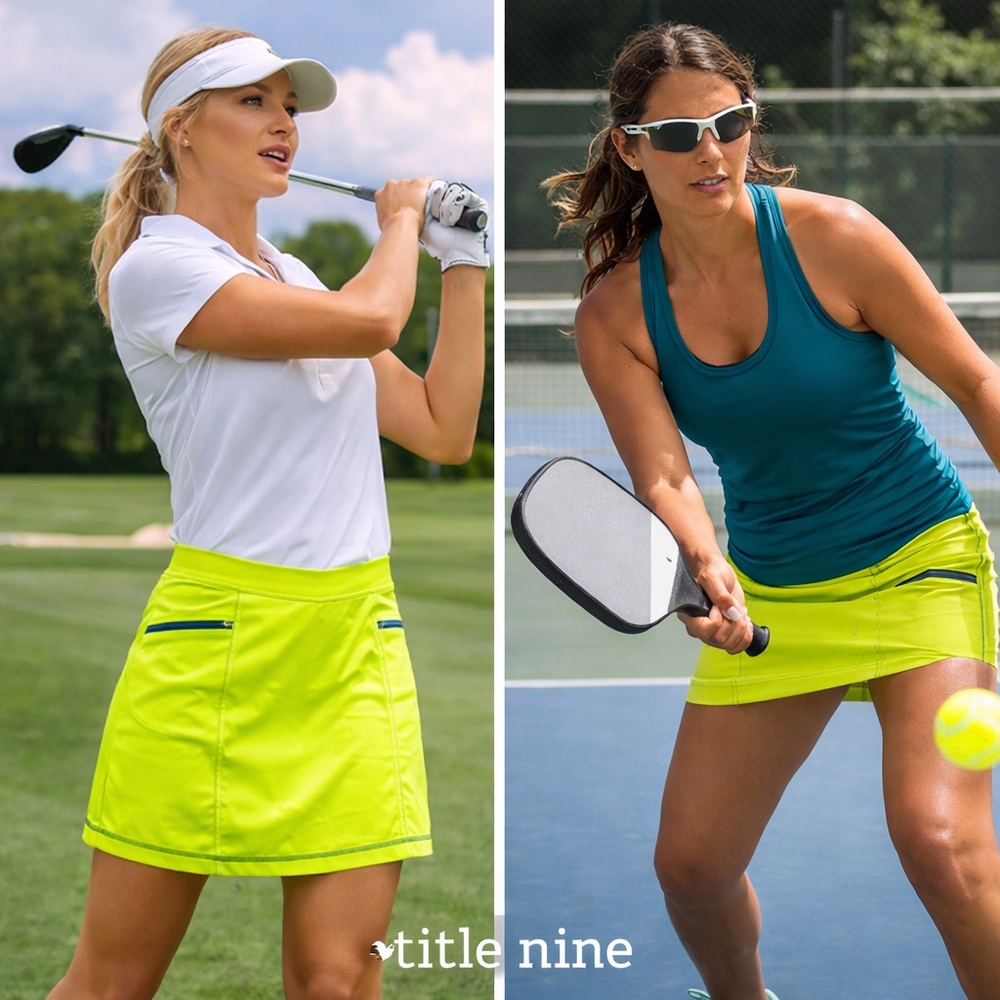 Title Nine, Neon Chartreuse Golf Tennis Skort Stretch Athletic Skirt SIZE Large